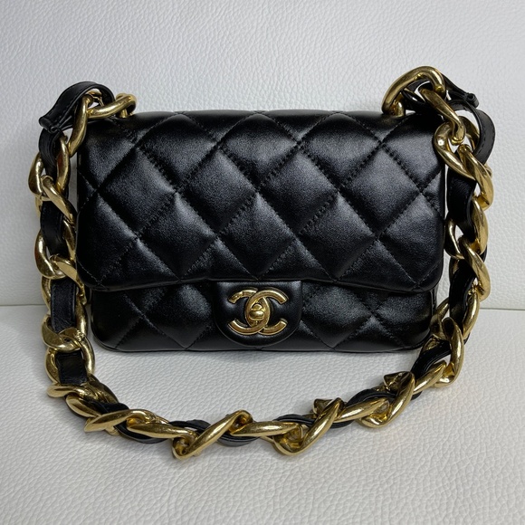 CHANEL Handbags - New Unused Chanel Funky Town - Thick Shoulder Strap Small Black Flap Bag